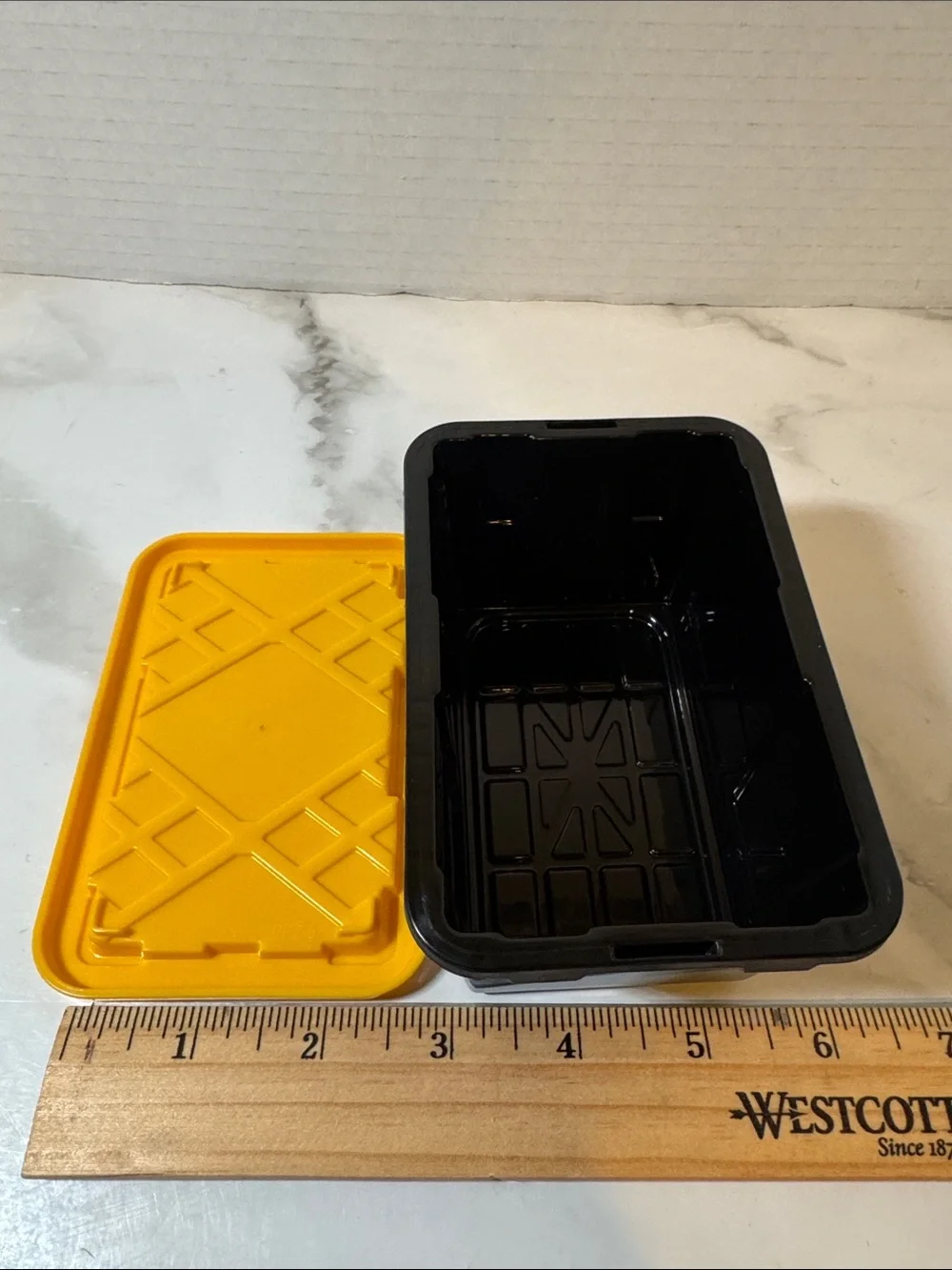 3 Black Storage Bins with Yellow Lid - Durable Stackable Organizer- New